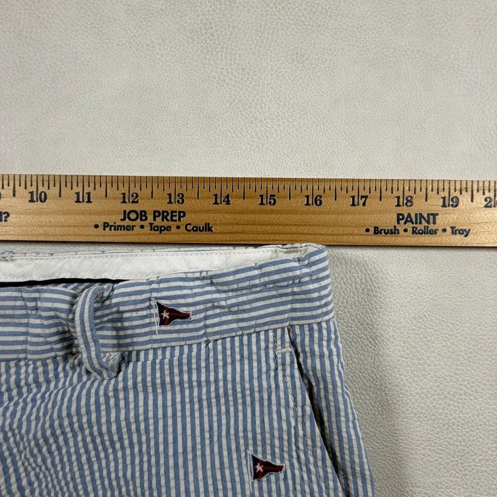 Polo Ralph Lauren Mens 32x30 Seersucker Striped Nautical Pennant Flag Pants Blue